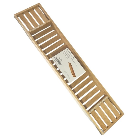 NWT Allgoods Bamboo Bath Caddy Tray - Picture 2 of 6